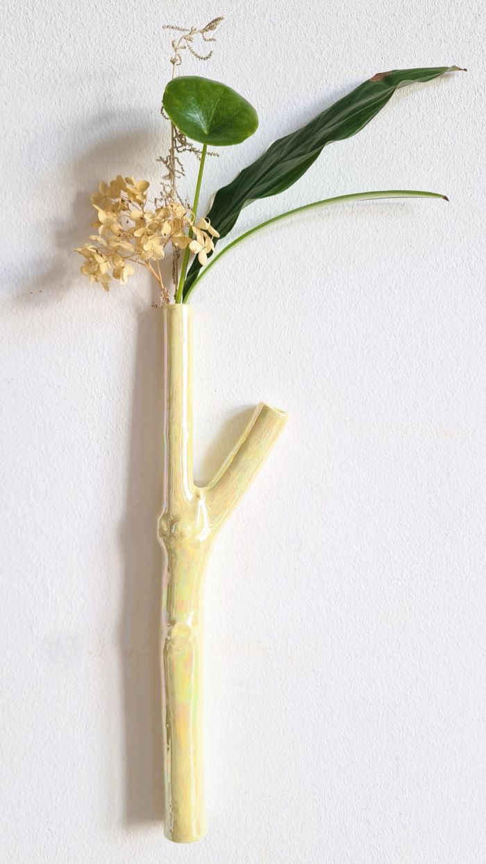 WANDVASE ASTEL perlmut gelb